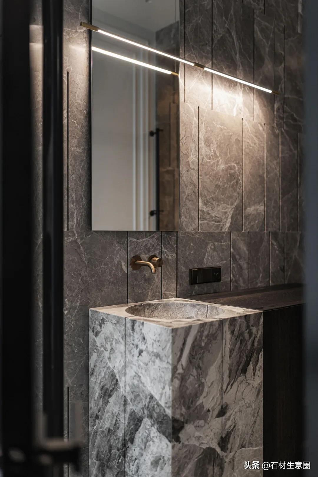 大理石做的浴室柜效果图,极简风格大理石浴室