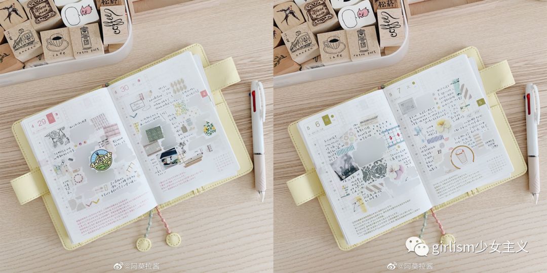 可爱的日系风手帐,简单又可爱的蓝色系手帐