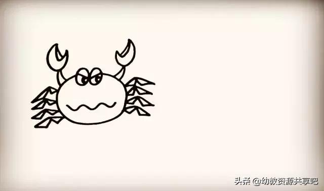 如何画螃蟹简笔画,儿童简笔画螃蟹简单又漂亮