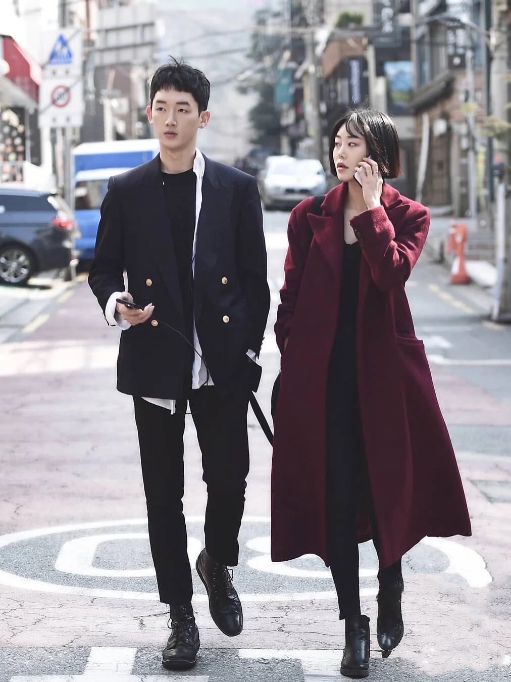 韩国情侣装,韩国美女出街情侣装