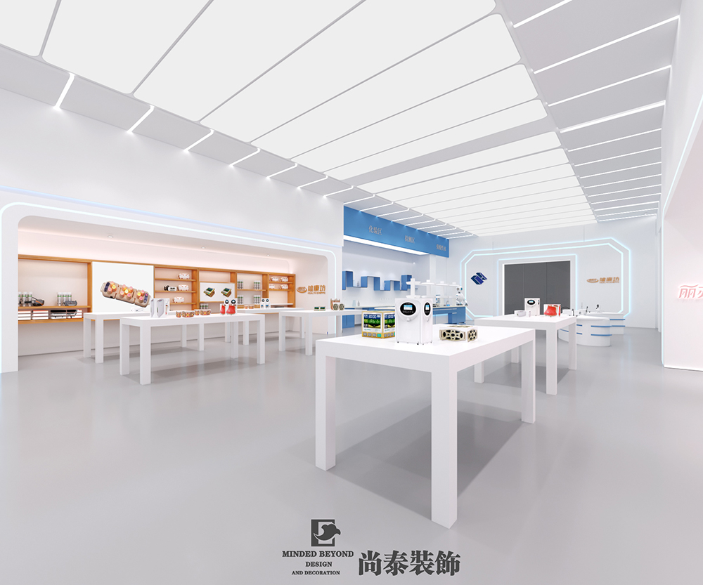 650㎡医疗展厅设计，不是所有的“蓝+白”都能玩得这么大气的