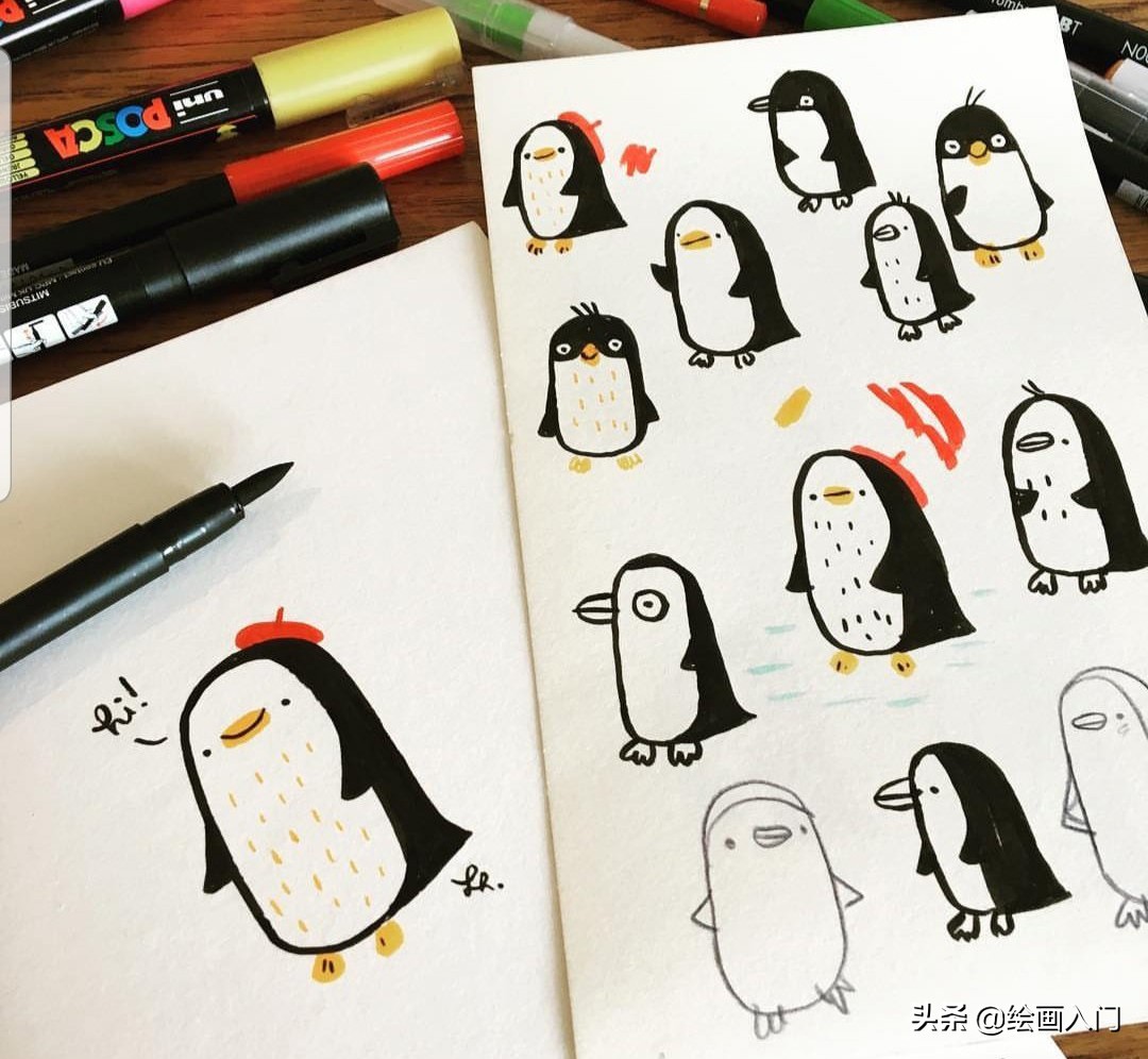 彩铅小动物插画简单,彩铅插画小动物手绘