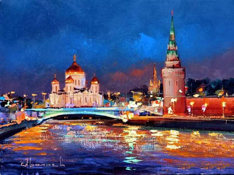 油画风景画氛围感,欧洲城市风景油画