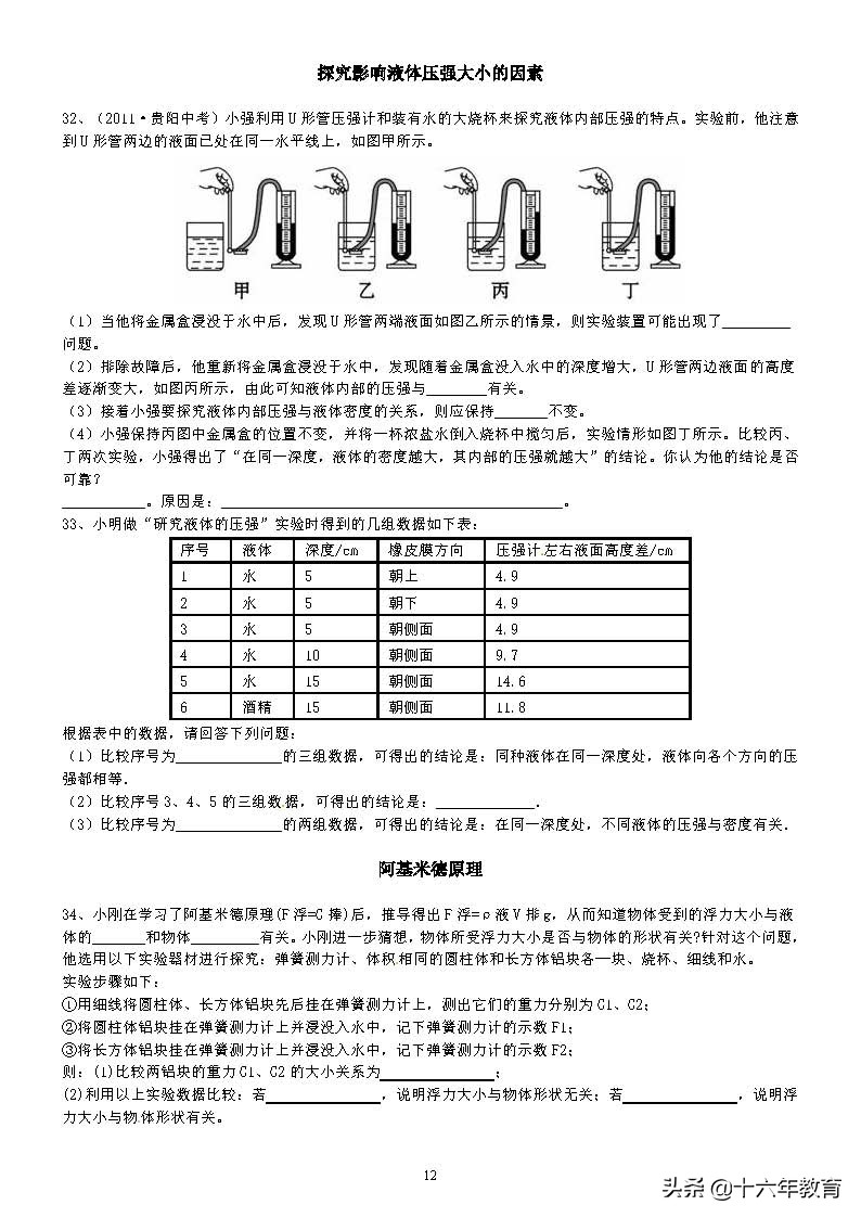中考物理实验探究题,中考物理实验探究题多少分