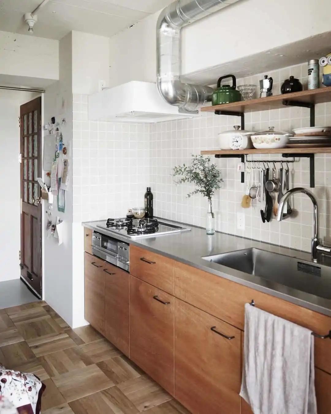 高颜值不锈钢台面橱柜,不锈钢大理石橱柜