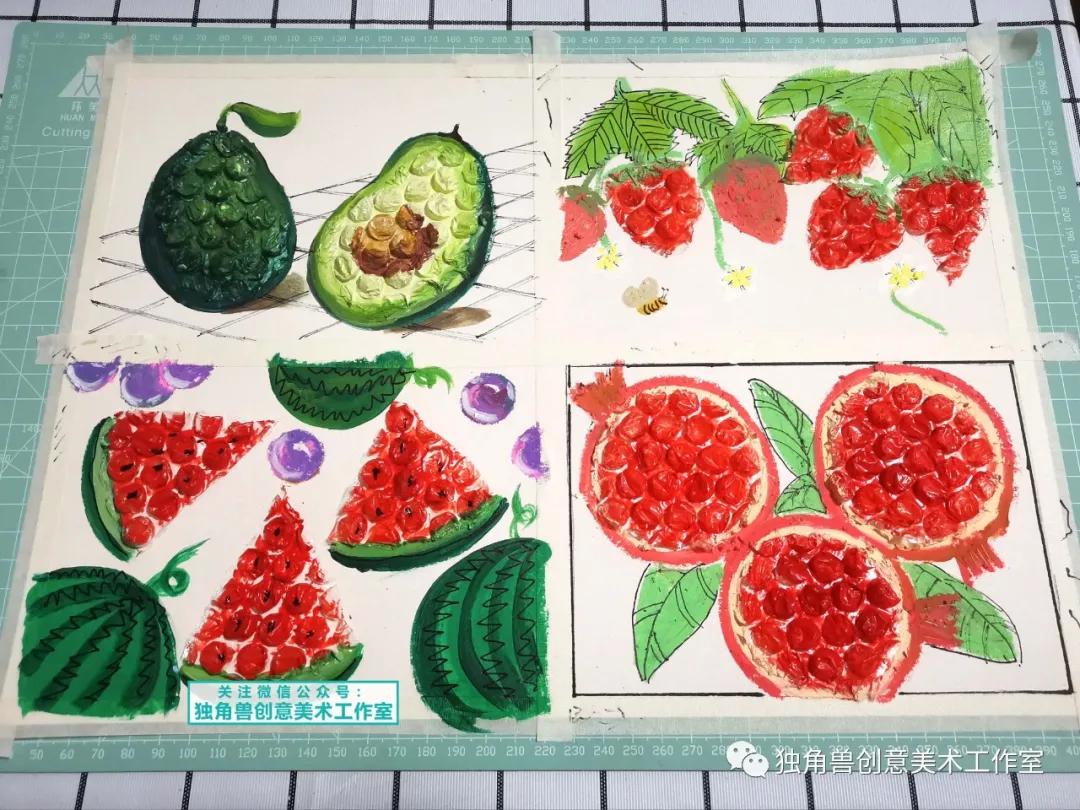 水果拼盘画画教程,气泡袋创意画教程