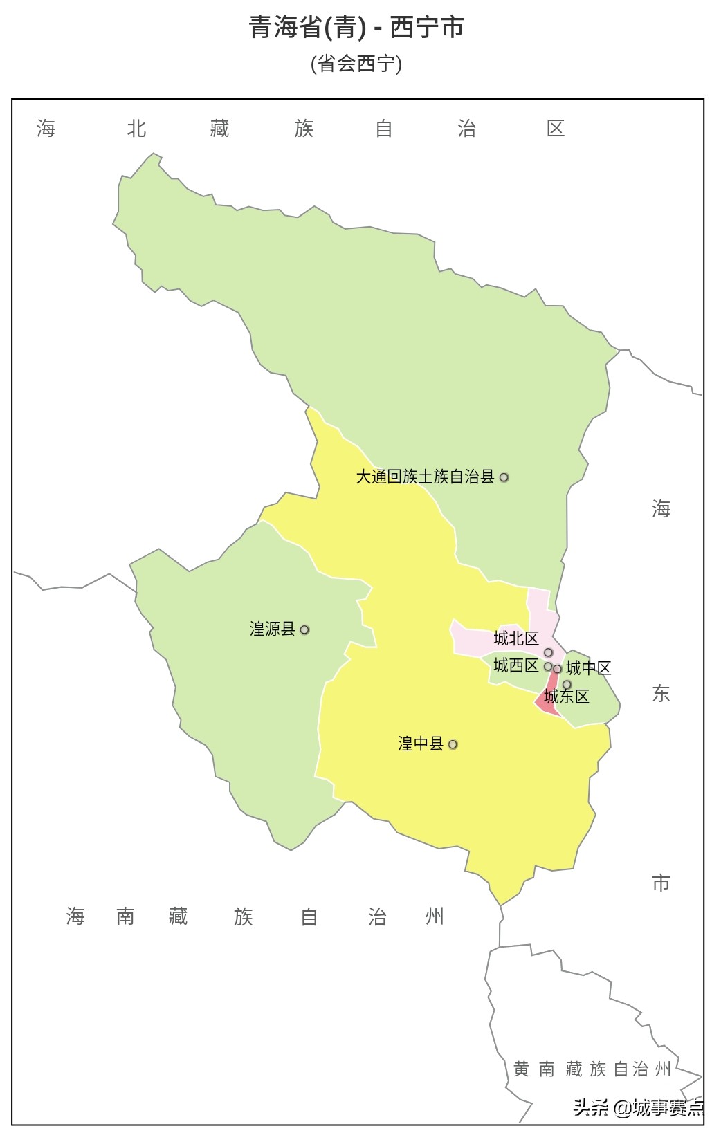 完整版青海省行政区划图，下辖行政单位个个面积广阔，有的堪比省