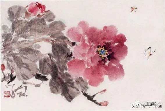 萧朗教你画花卉牡丹芍药画法,写意画牡丹叶画法教程