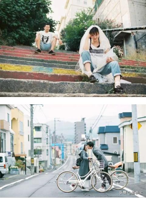 清新唯美的婚纱照简单才最美,青岛春天外景婚纱照