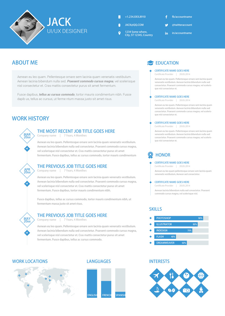 设计师个人简历工作经验模板,设计师简历个人简介模板