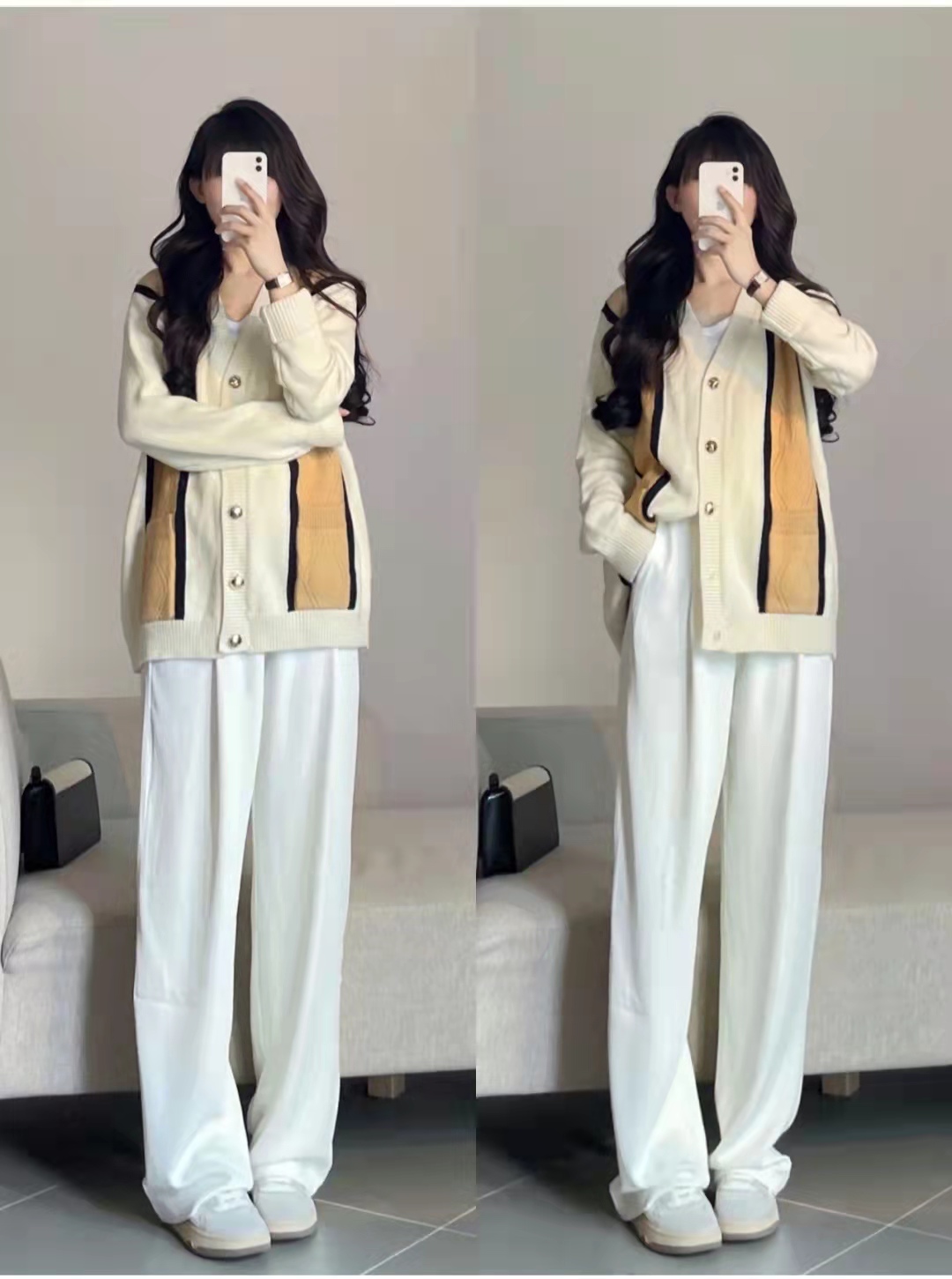 白色阔腿裤配什么颜色上衣好看,深蓝阔腿裤配白色中袖上衣好吗