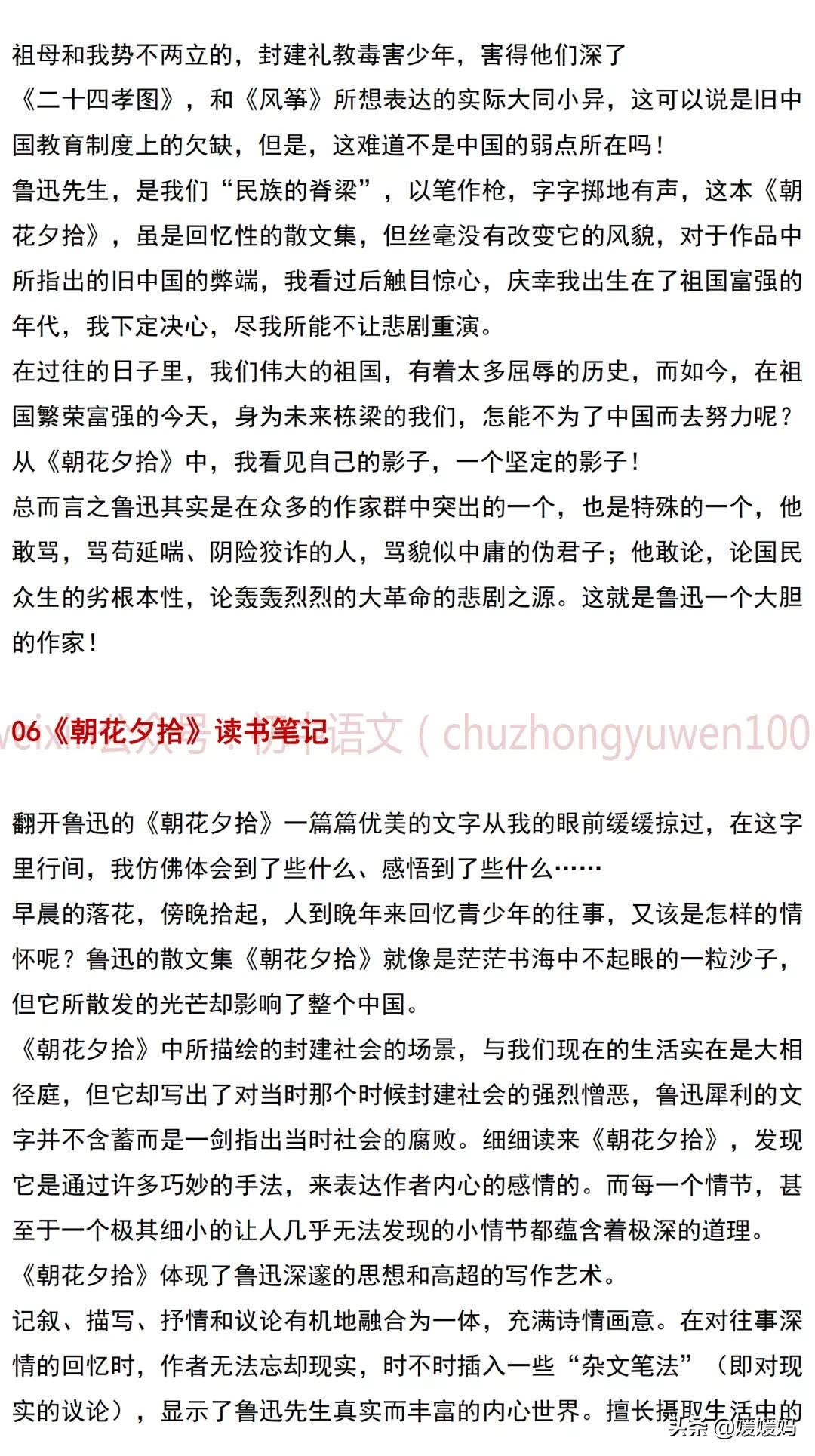 名著阅读朝花夕拾知识点总结,初中部编语文名著导读朝花夕拾