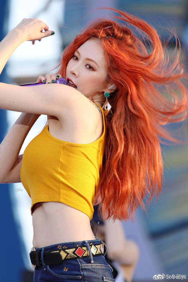 韩国idol染发,韩国橙色头发女idol