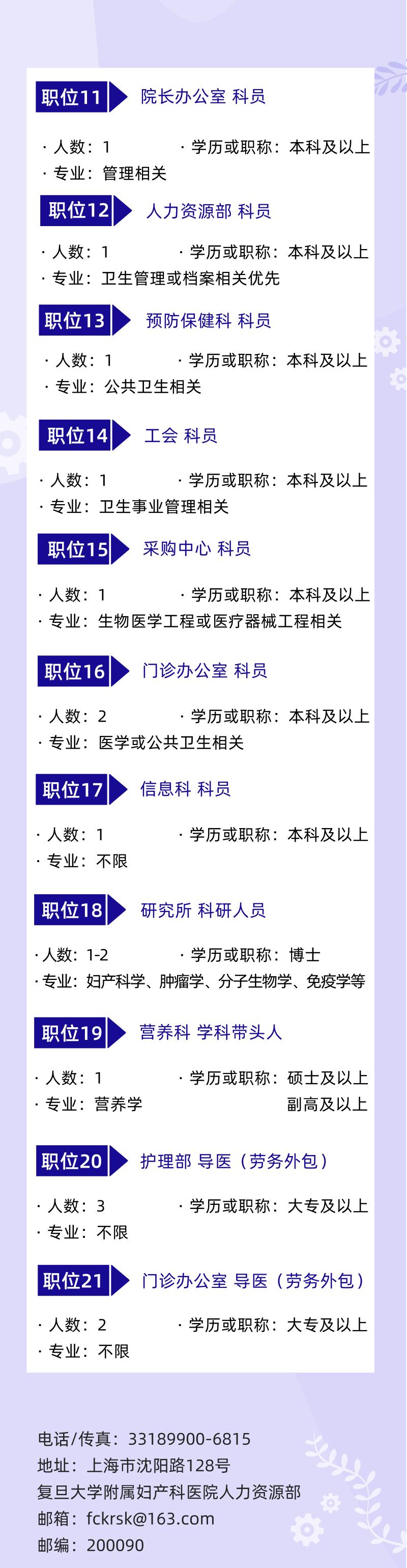上海复旦大学附属妇产科医院招聘,复旦大学医学院2021年招聘