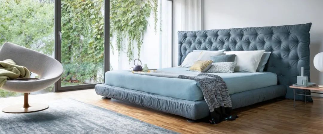 卧室床柜一体效果图,现代简约卧室家具全套