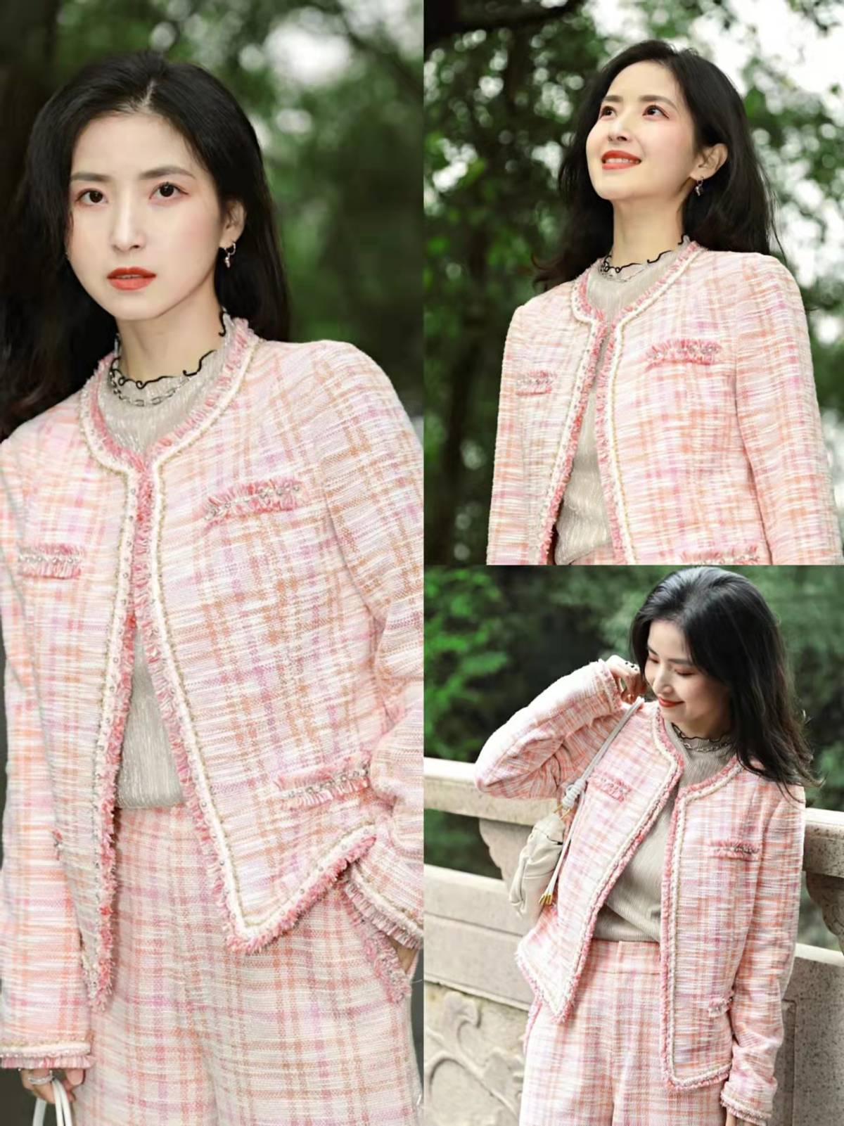 粉红色太减龄阿姨也能穿出少女感,老了才要装嫩粉色裤子粉色鞋子