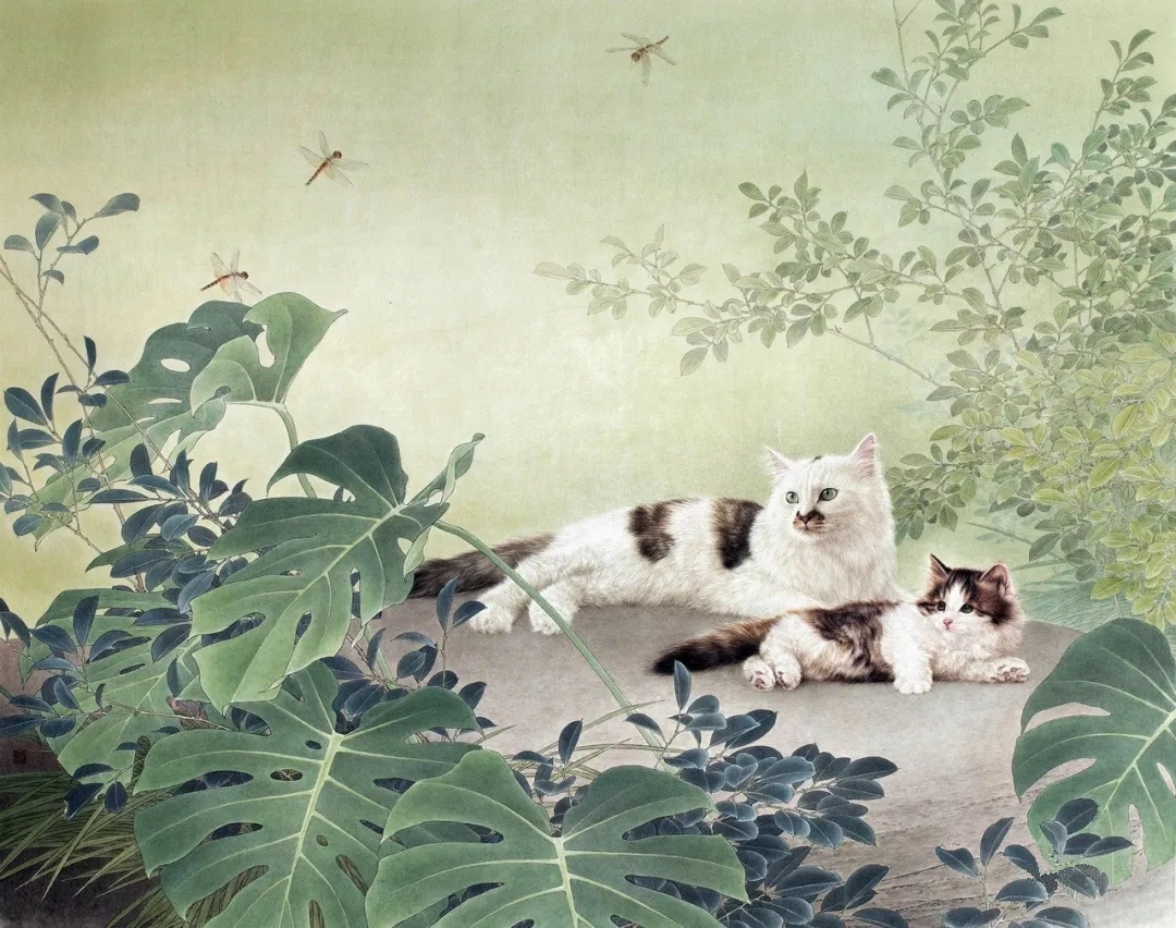 邢诚爱工笔猫画法,邢诚爱工笔画猫兔子高清大图