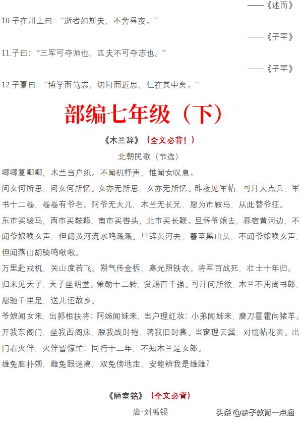 初中需要提前背诵哪些古诗文,初中必背古诗文三峡音频