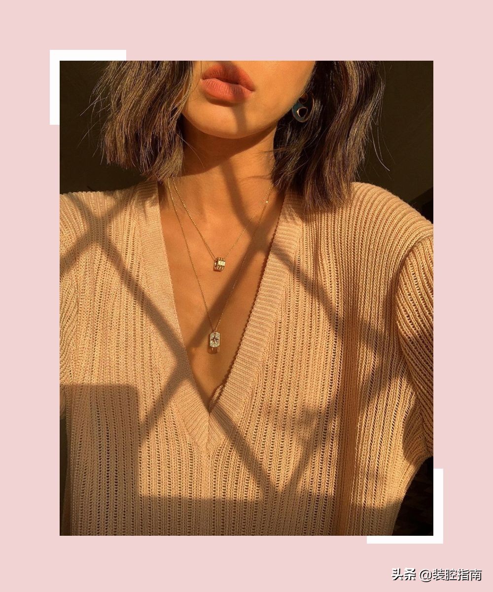 慵懒风毛衣怎么搭项链,秋冬毛衣项链穿搭