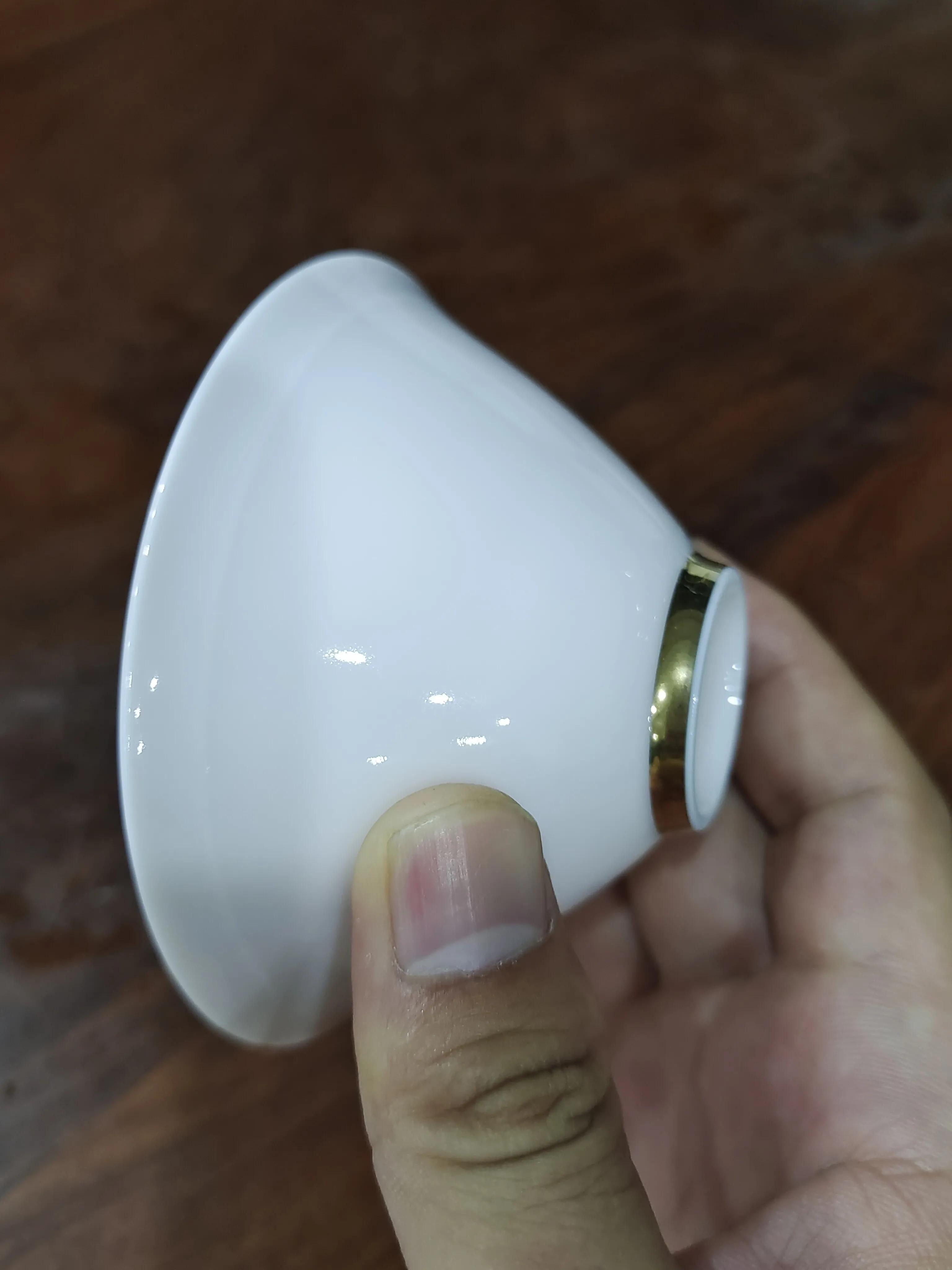 德化白瓷薄胎斗笠杯,日式陶釉斗笠杯