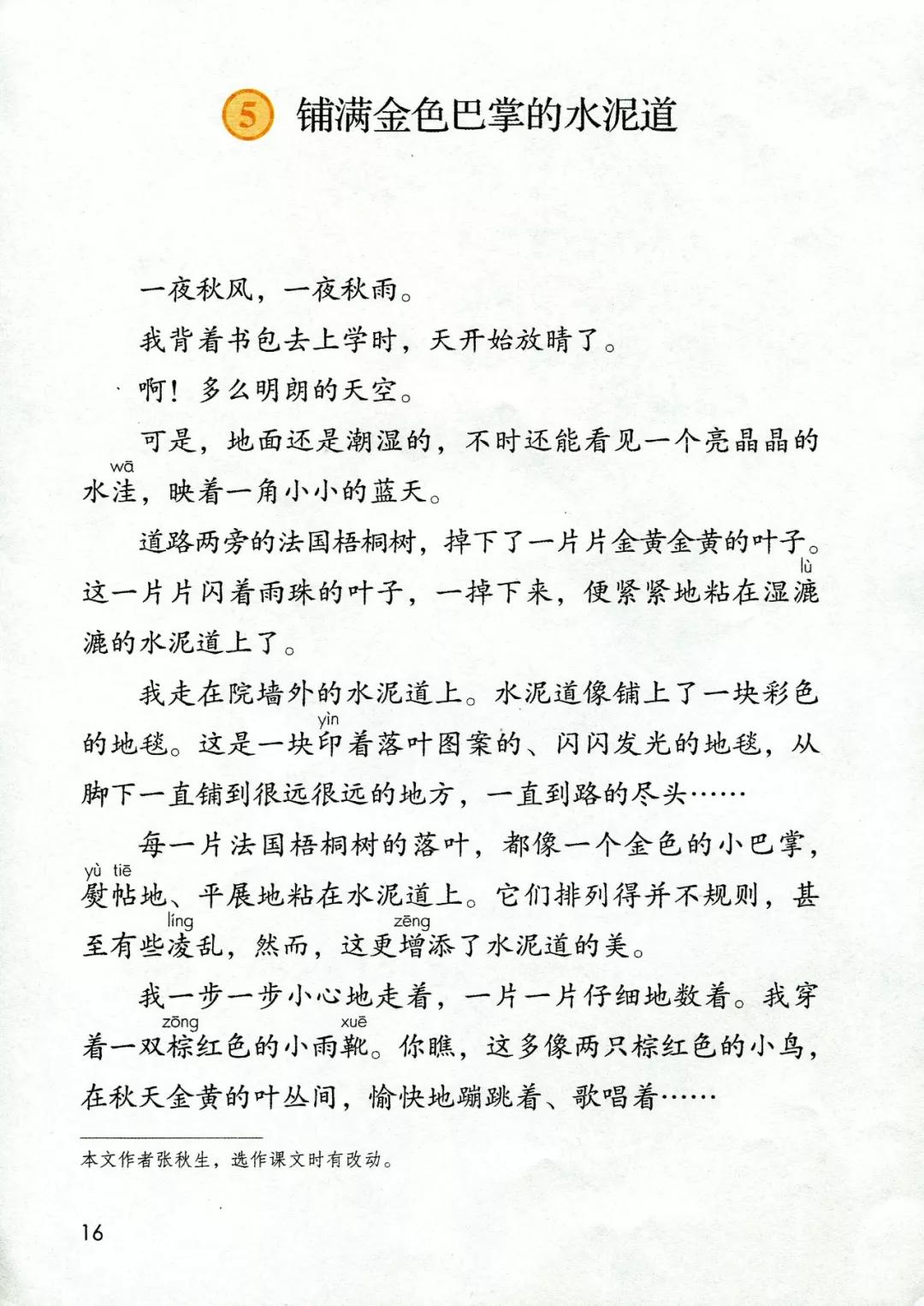 小学部编版三年级上册语文5课,三年级上册语文第5课水泥道朗读
