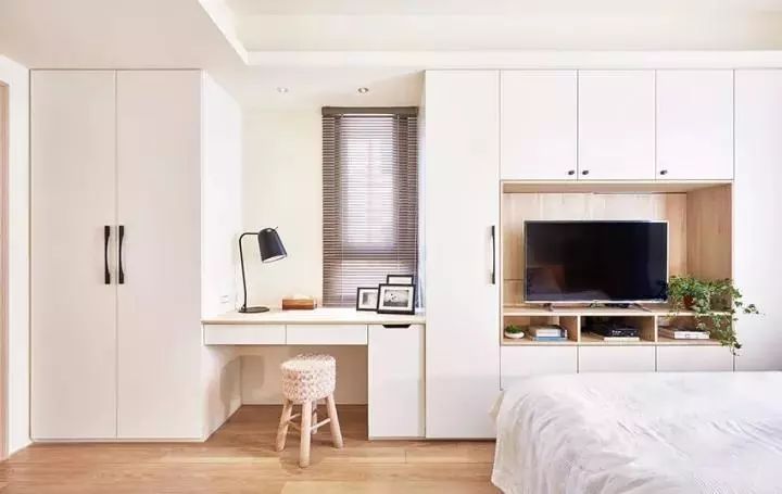 书桌上墙柜一体效果图,儿童房衣柜书桌一体小户型