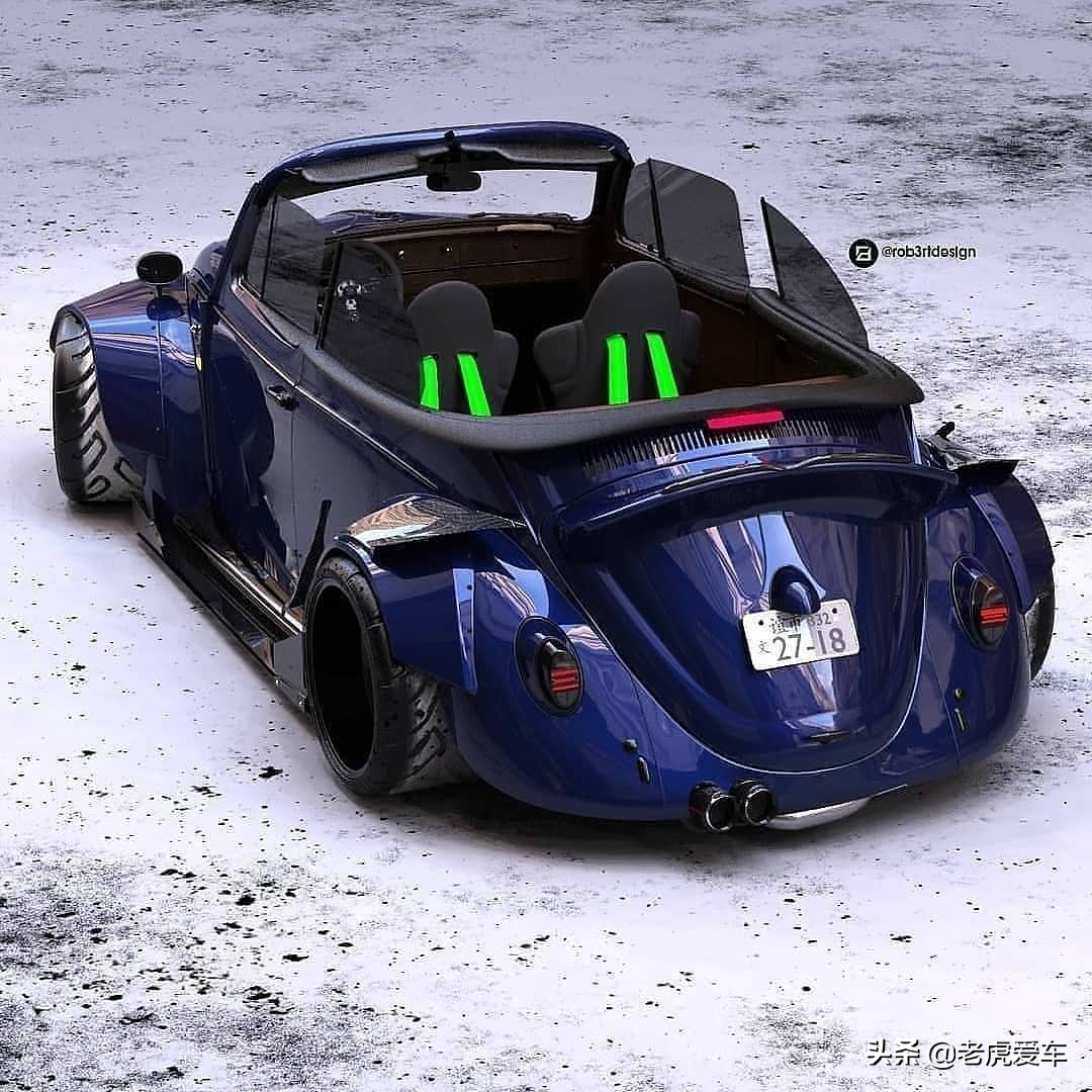 大众甲壳虫,RWB改装渲染,像极了保时捷911GT3