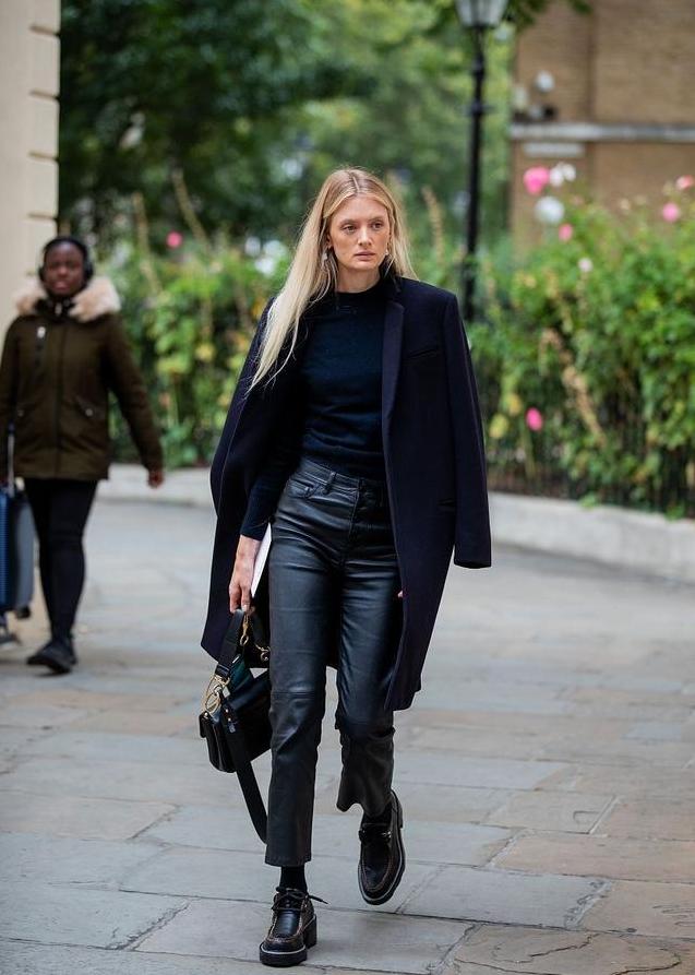 欧美风时髦阔腿长裤,欧美式长裤穿搭