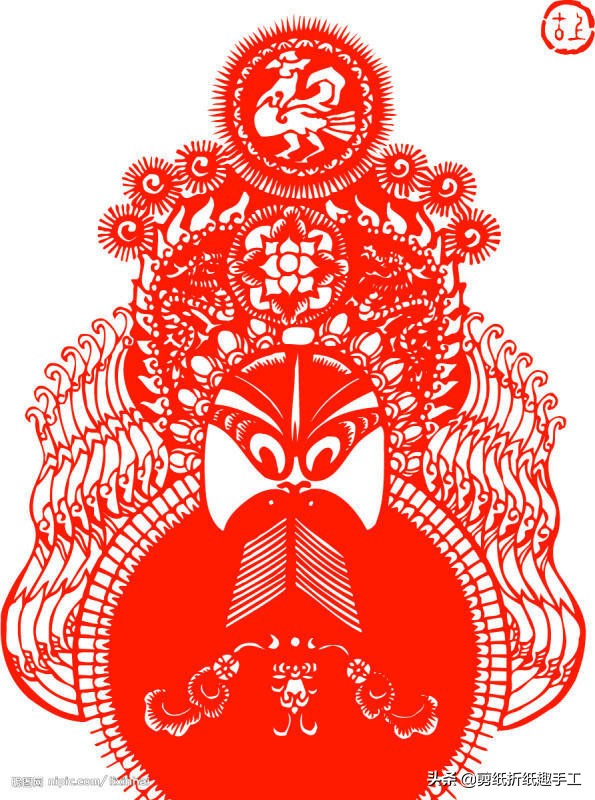 民俗剪纸戏曲脸谱剪纸图案欣赏,花旦脸谱简笔画简单又好看剪纸
