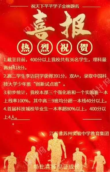 苏州高考400分以上学校排名,2020年苏州高考最高分是多少