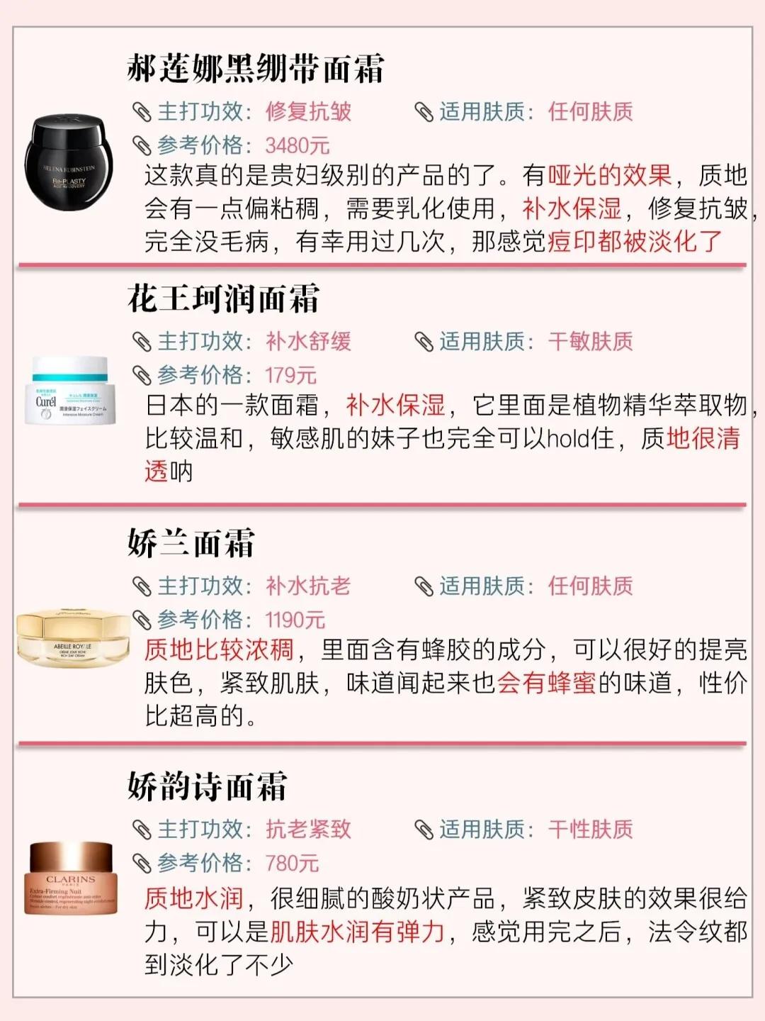 20款热门面霜测评,24岁大牌面霜