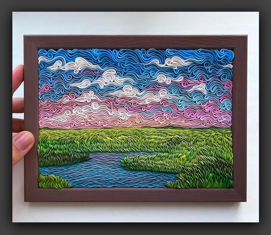 儿童风景画大全轻粘土,用轻粘土和a4纸画风景画