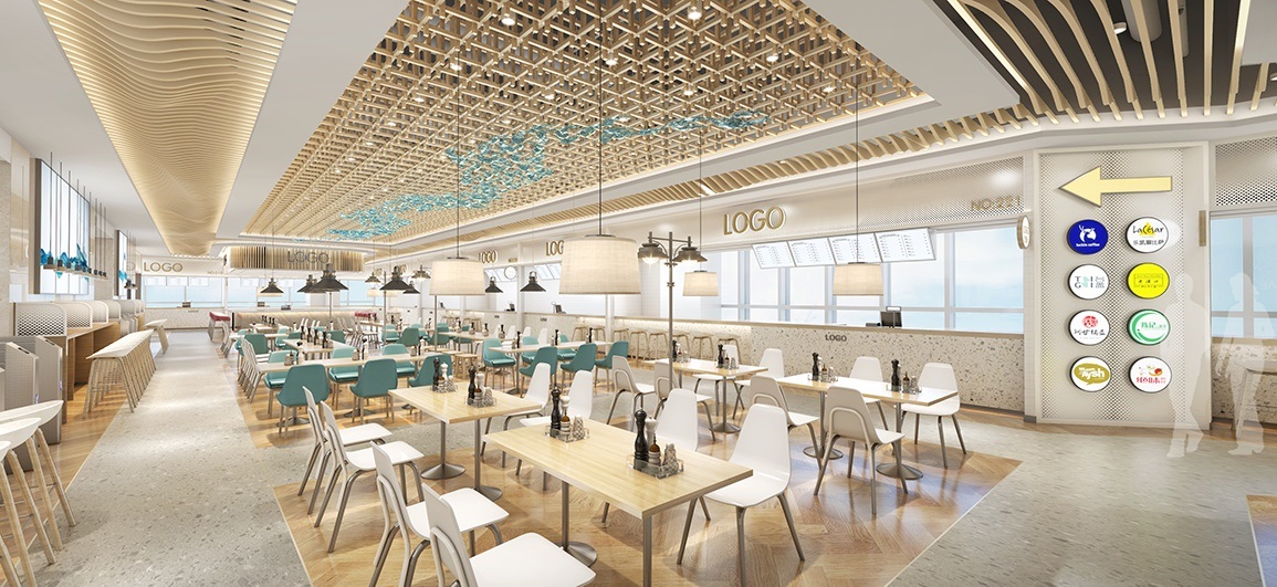 3000平美食城档口装修效果图,美食城改造方案