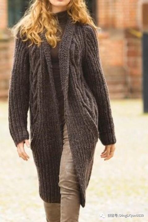 春秋针织女装长款开衫外套,加肥加大针织开衫外套长款
