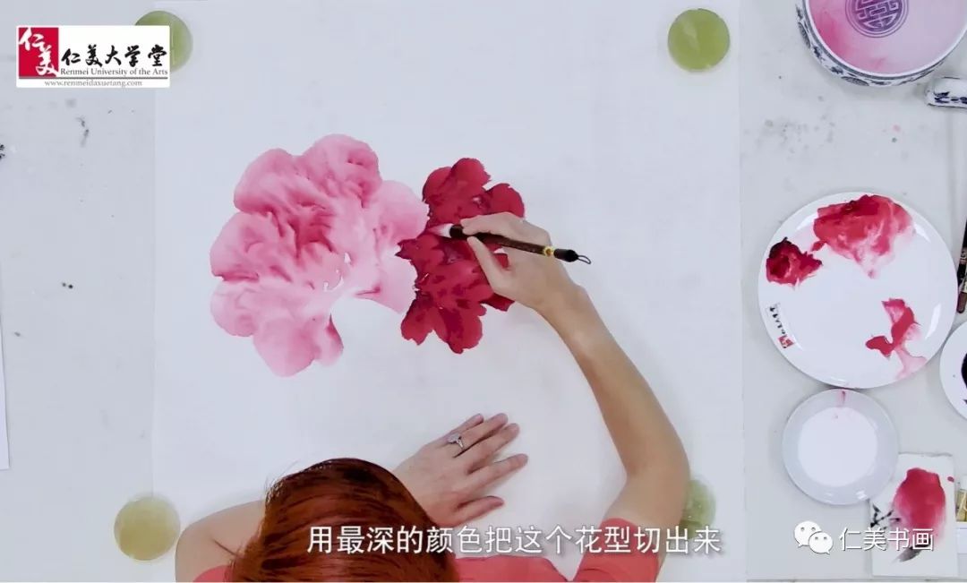 王雪涛牡丹画法教学书,王雪涛四尺写意横幅牡丹画