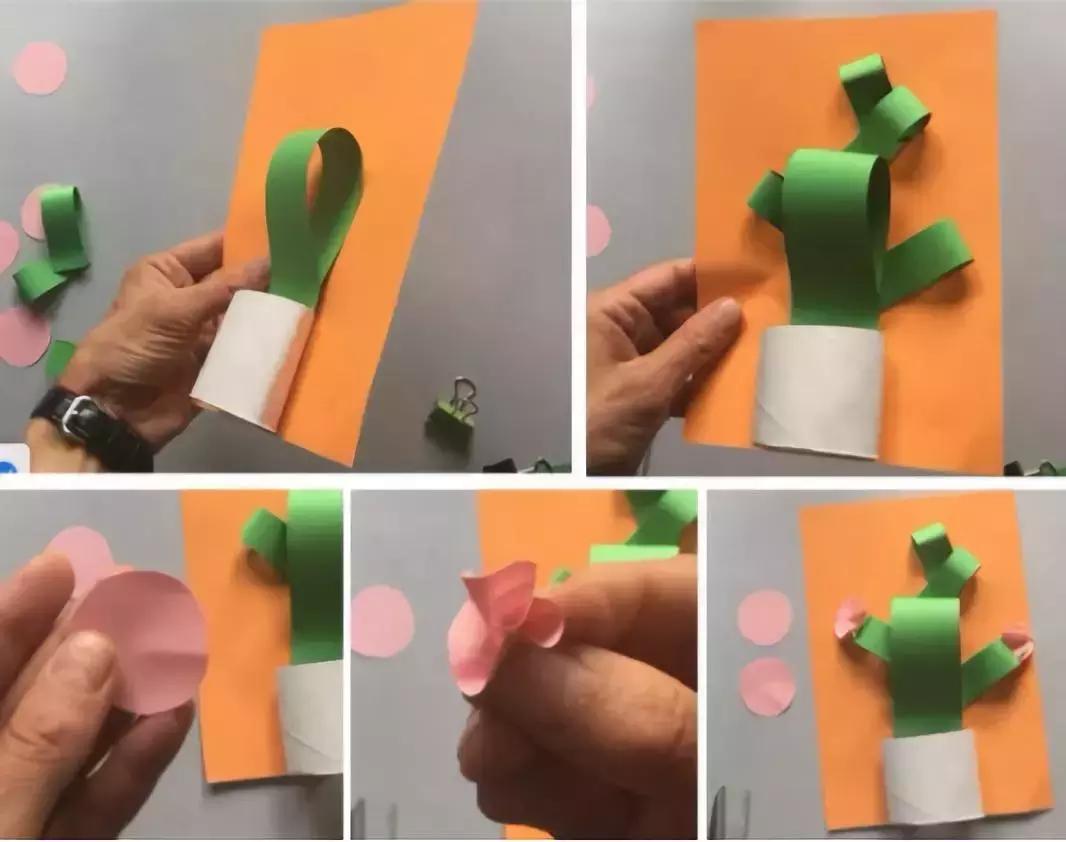 圆形手工制作仙人掌创意废物利用,硬卡纸仙人掌手工制作大全