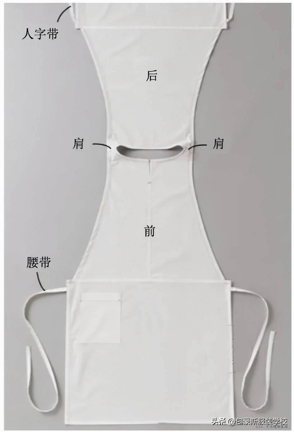 前后双面系带围裙效果附图纸,宝宝前后双面系带围裙