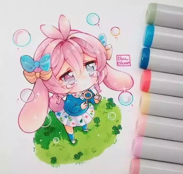 马克笔动漫上色教程q版,动漫手绘马克笔上色教程