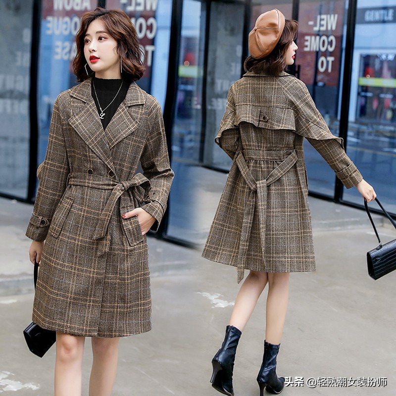 2022新款百搭显瘦格子大衣,新款格子大衣时髦又洋气