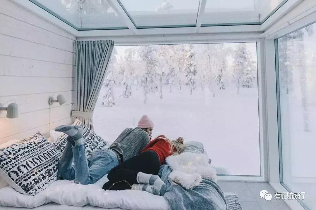 芬兰极光玻璃屋高清大图,芬兰玻璃屋极光横屏