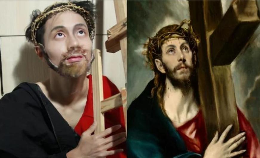 学生模仿的世界名画100幅人物,小学生模仿美术名画