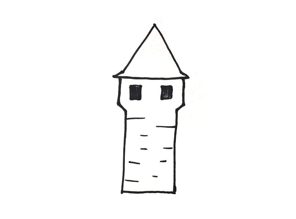 儿童画卡通城堡简笔画,简笔画城堡公主在城堡里面坐着