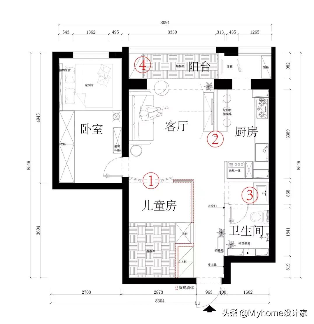 善用畸零地，北京68㎡扩容两房，猫柱让主子也疯狂！