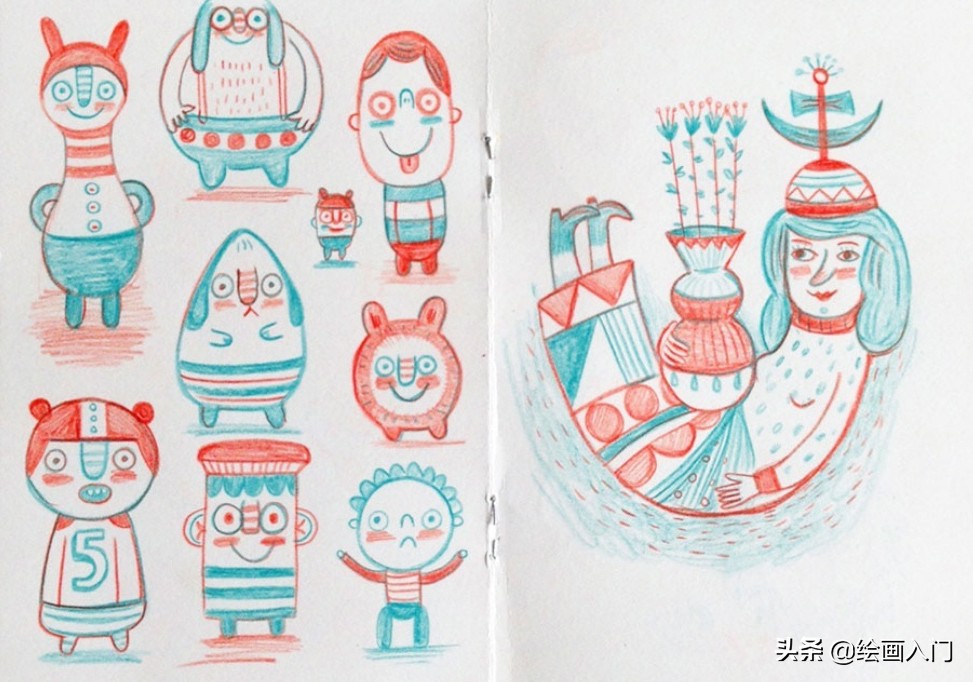 彩铅小动物插画简单,彩铅插画小动物手绘