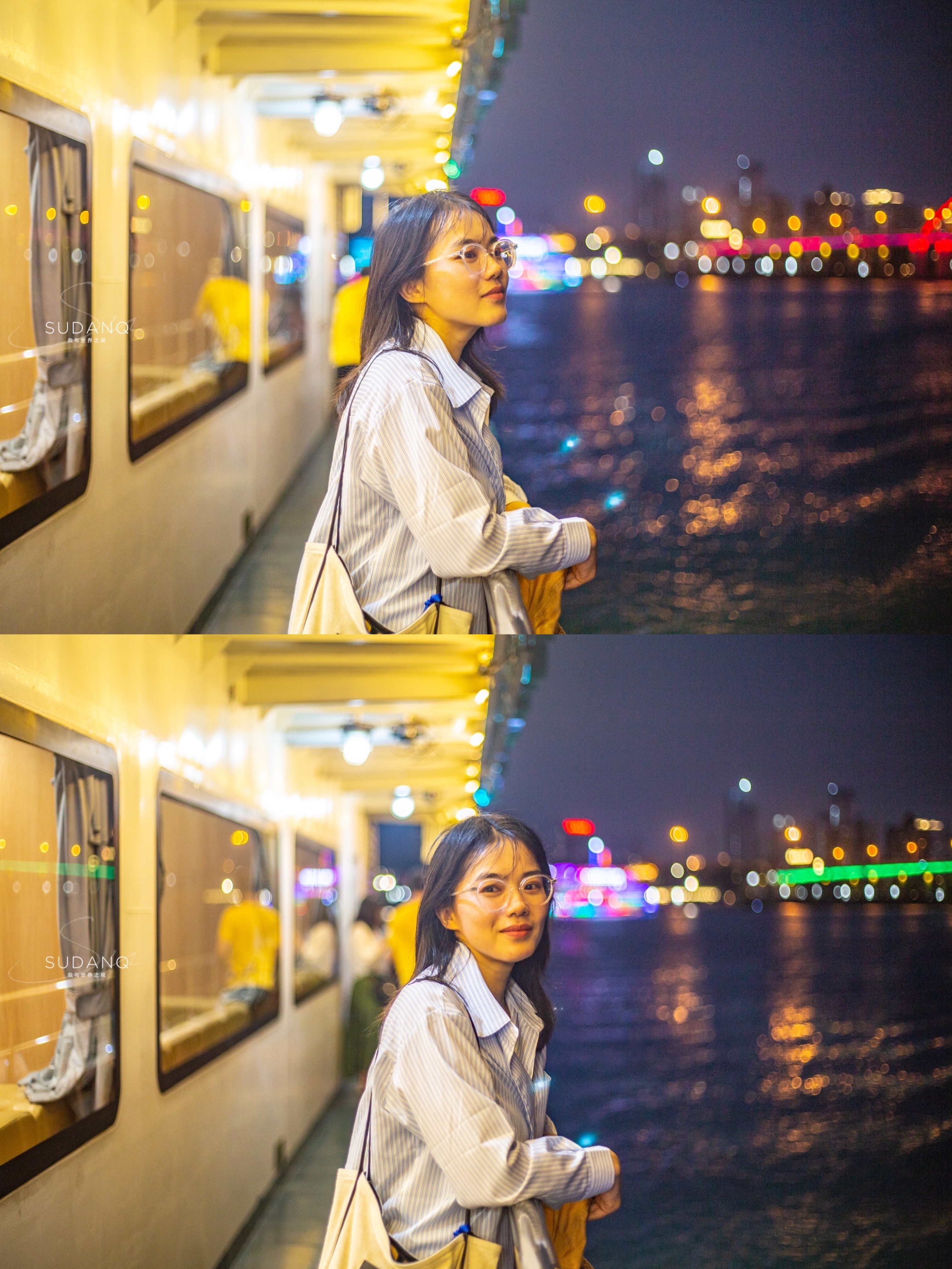 广西南宁夜景邕江大桥,南宁邕江夜游金惠号