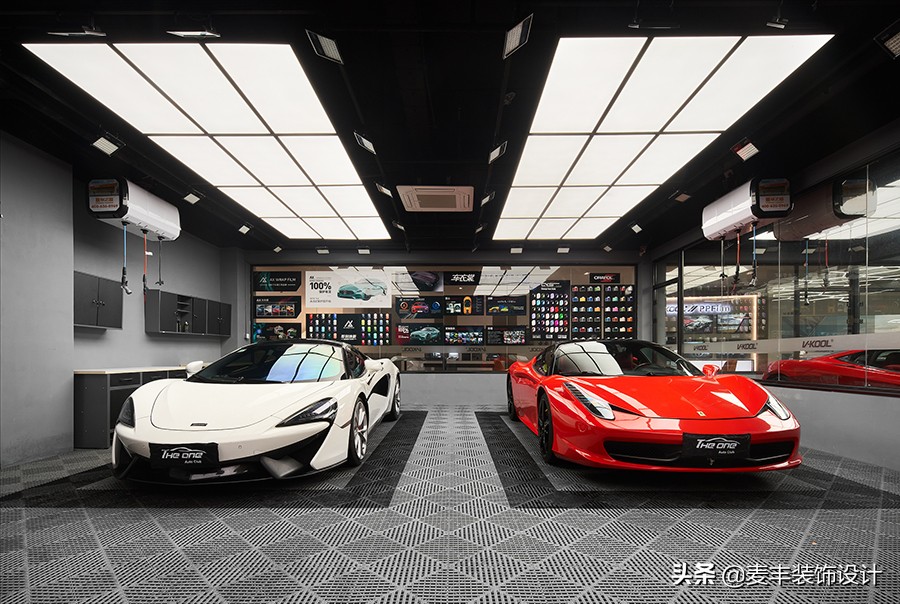 杭州豪华型汽车洗美店THEONE，1000㎡现代主义工装项目落地