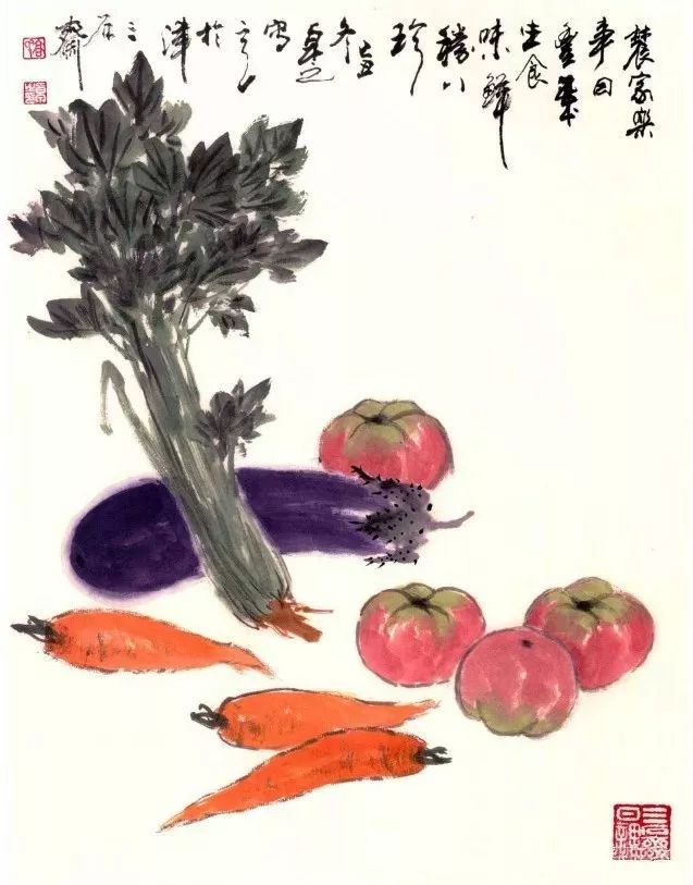 写意蔬果简单画法,国画蔬菜写意作品