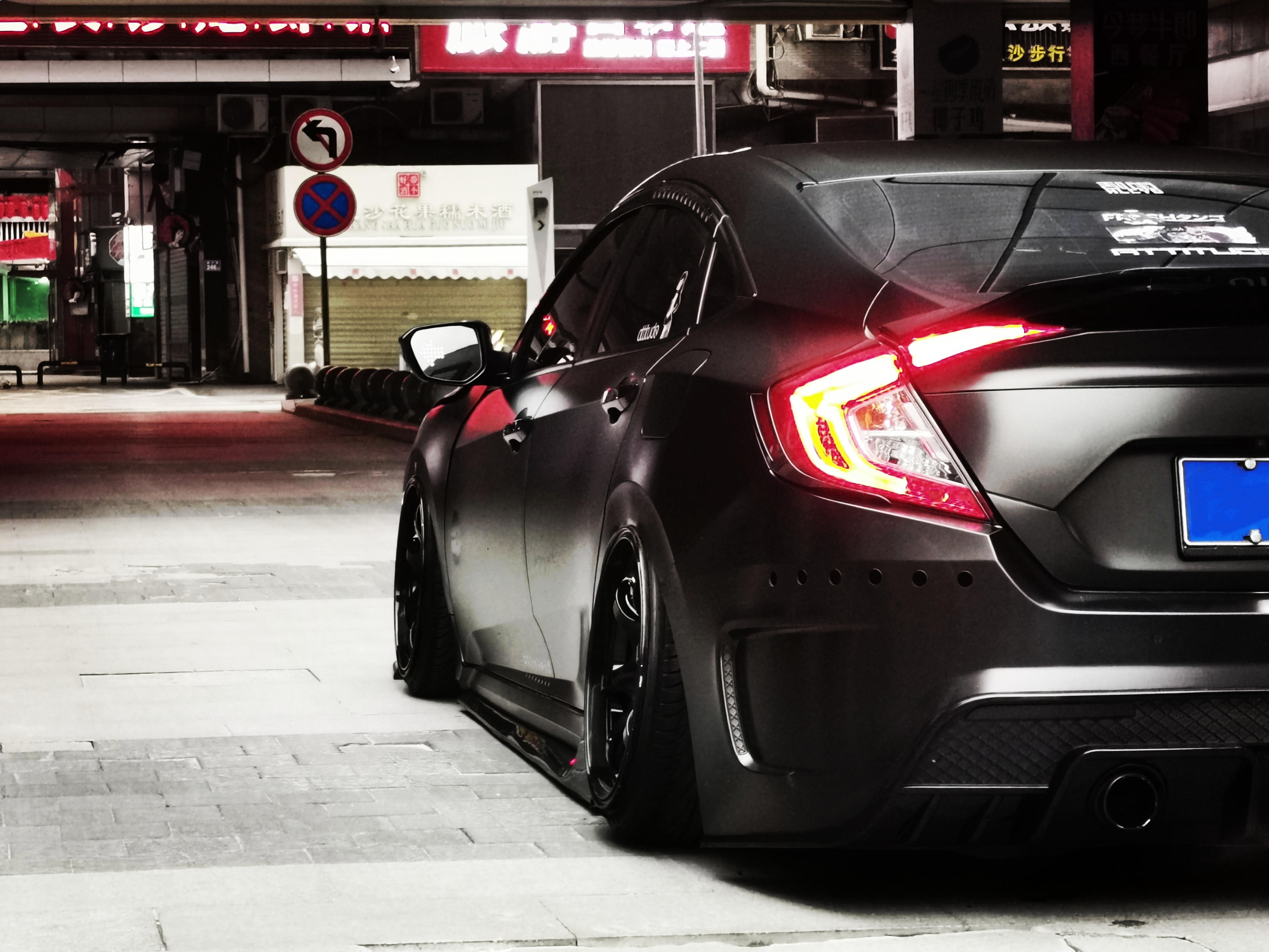 十代思域外观黑白改装方案,十代思域全黑改装