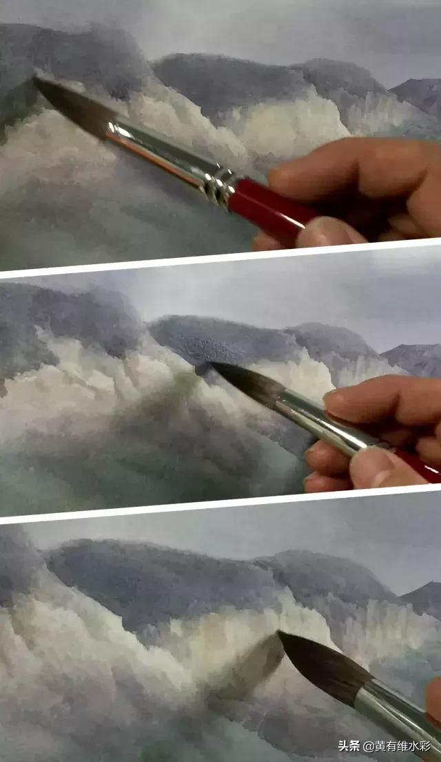 水彩画山风景入门,远山画法入门教程