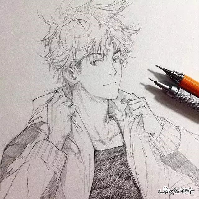 素描动漫人物古风,动漫人物素描简单